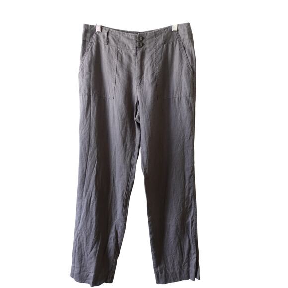Tahari Vintage 90s Pants Womens 4 Gray Linen Minimal Dark Academia Lagenlook - Picture 1 of 9